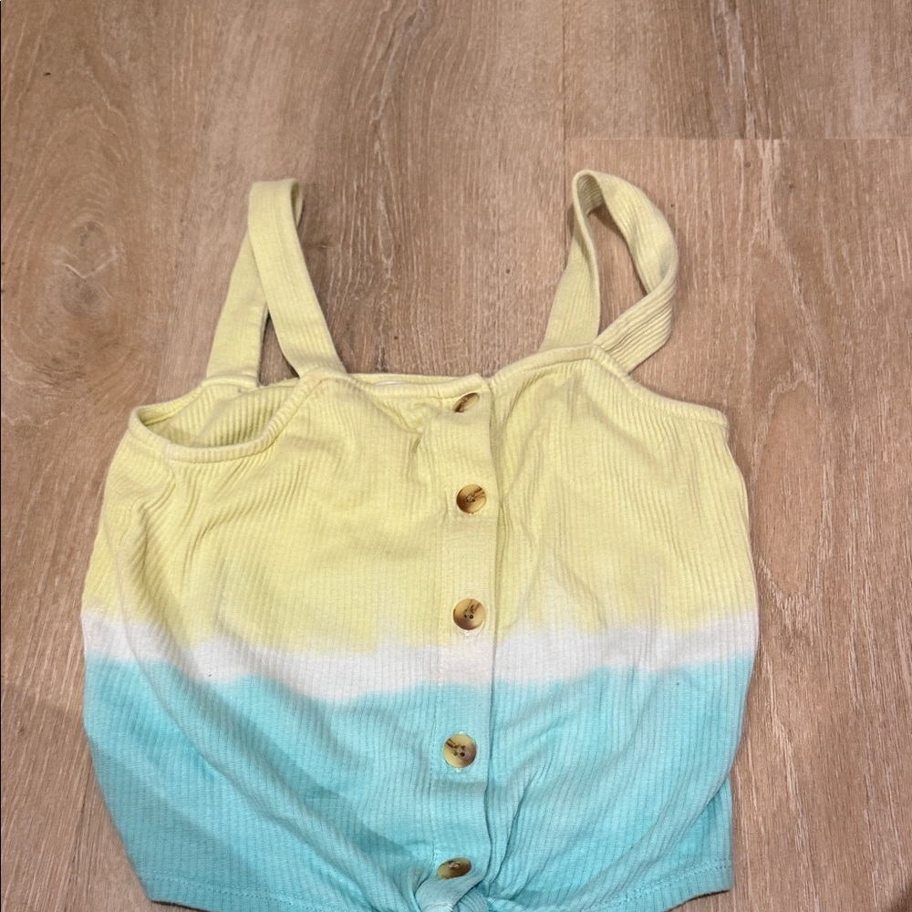 Justice Yellow and Blue Ombre Tank Top